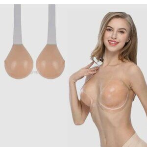 NEW Sz G Invisible Bra Self Adhesive Silicone Strapless Backless Invisilift Bra